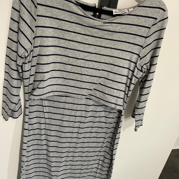 NWOT grey stripe maternity/nursing dress - Picture 4 of 5